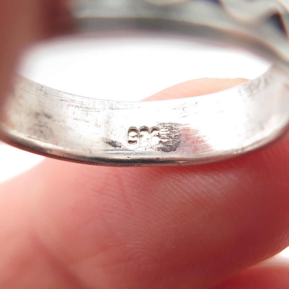 925 Sterling Silver Vintage Zig Zag Oxidized Band Ring Size 7