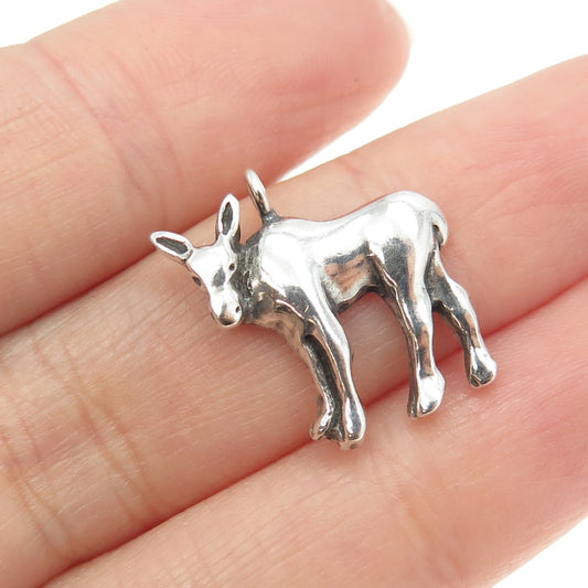 925 Sterling Silver Vintage Mule Minimalist Charm Pendant