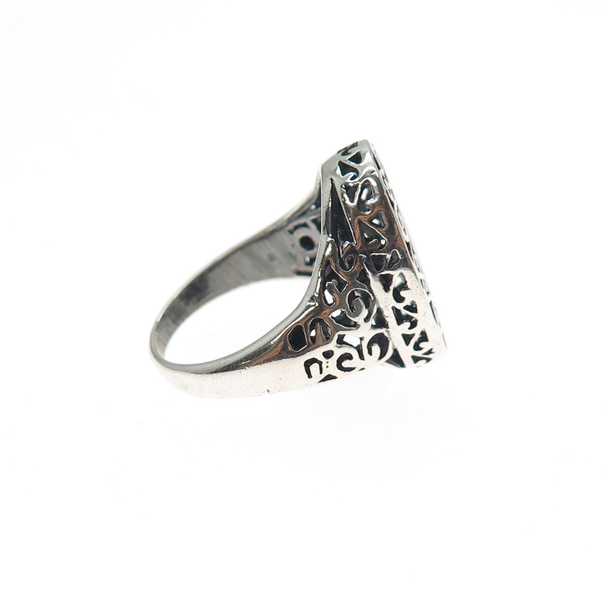 925 Sterling Silver Vintage Real MOP Modernist Swirl Ring Size 7.25