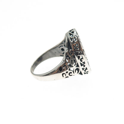 925 Sterling Silver Vintage Real MOP Modernist Swirl Ring Size 7.25