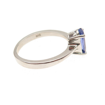 D'Joy 925 Sterling Silver Real Oval-Cut Tanzanite Ring Size 8