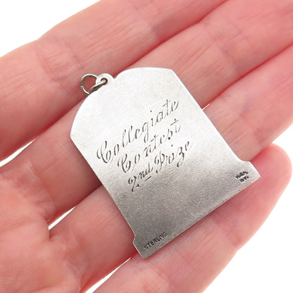 925 Sterling Silver Antique Art Deco Arcadia Ballroom NY Oxidized Charm Pendant