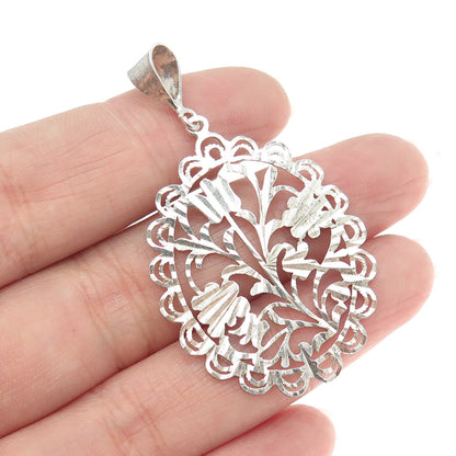 925 Sterling Silver Vintage Turkey Ornate Floral Pendant