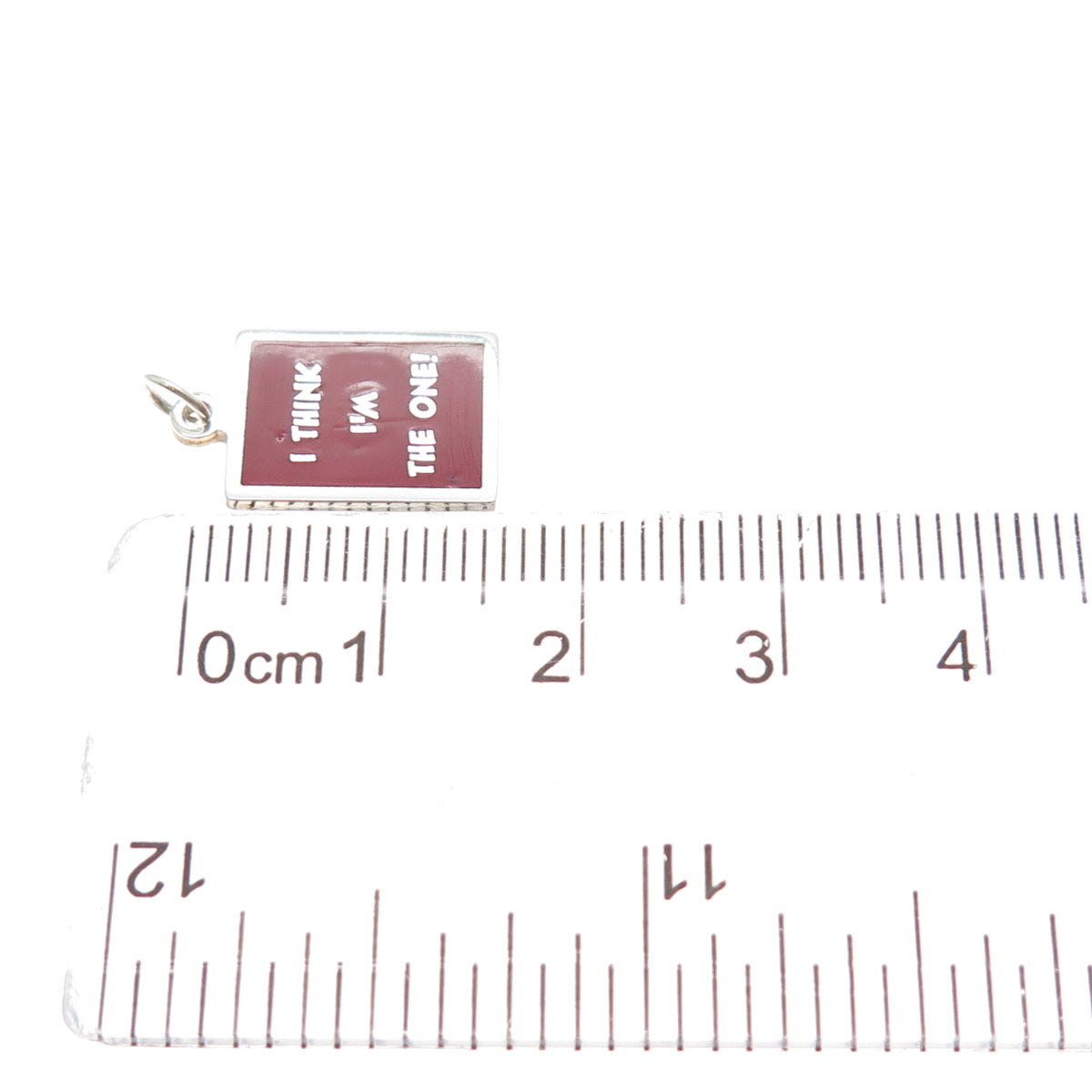 925 Sterling Silver Red Enamel I Think I'm The One Minimalist Charm Pendant