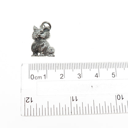 925 Sterling Silver Vintage Cat Oxidized Minimalist Charm Pendant