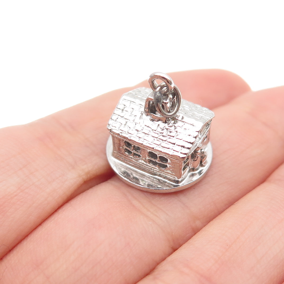 CHARM CRAFT 925 Sterling Silver Vintage Old House Mini 3D Pendant