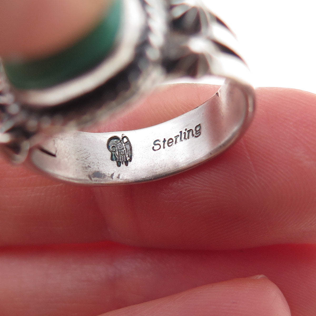 Garden of the Gods Old Pawn 925 Sterling Vintage Turquoise Arrow Ring Size 6.75