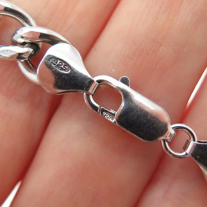 925 Sterling Silver Vintage Italy Figaro Link Bracelet 8.5"