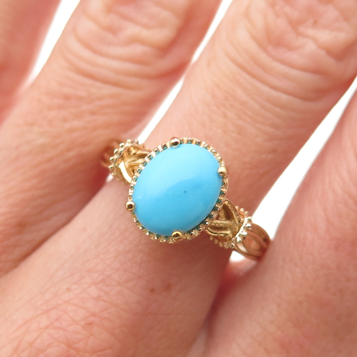 Chuck Clemency 925 Sterling Silver Gold Plated Real Turquoise Ring Size 8