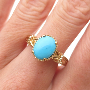 Chuck Clemency 925 Sterling Silver Gold Plated Real Turquoise Ring Size 8