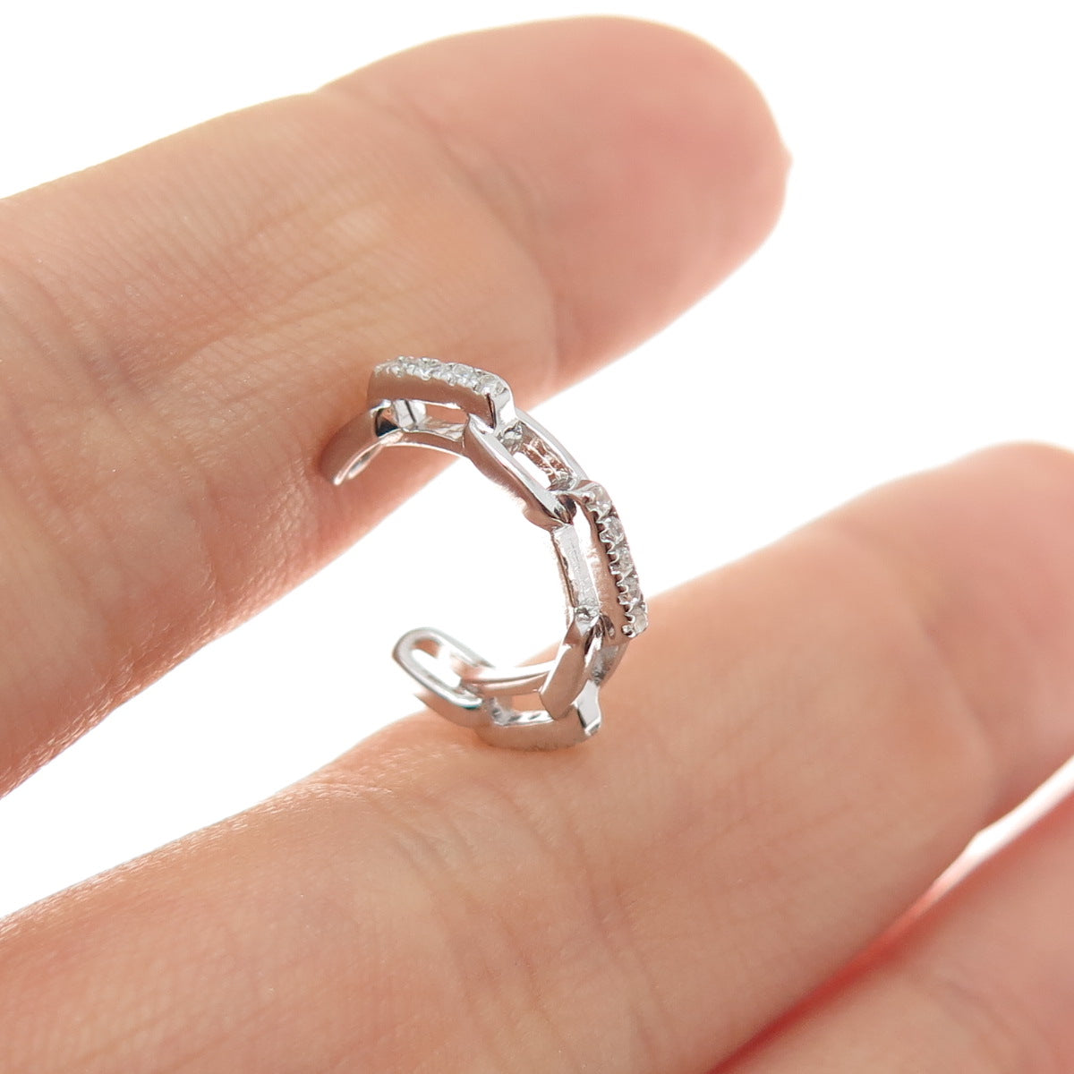 925 Sterling Silver Round-Cut C Z Adjustable Toe Cuff Ring