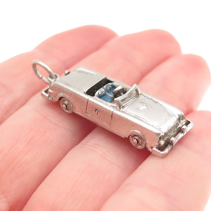 925 Sterling Silver Vintage Enamel Convertible Car Movable 3D Charm Pendant