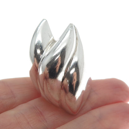 925 Sterling Silver Vintage Mexico Modernist Puffy Flame Ring Size 7.75