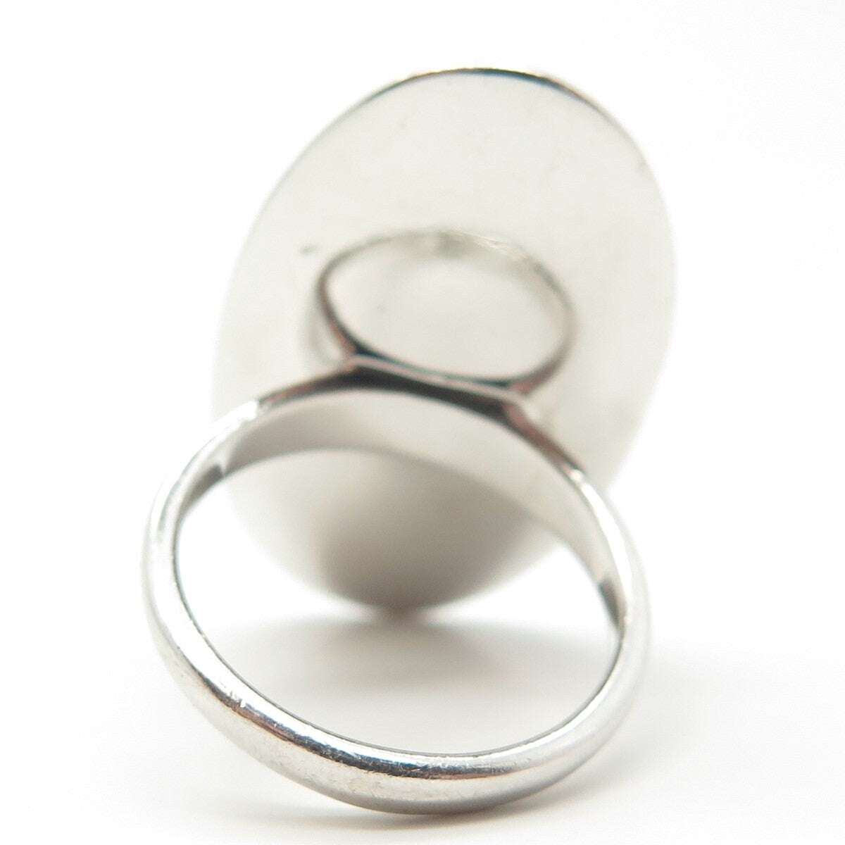 925 Sterling Silver Vintage Finola Modernist Oval Disc Cocktail Ring Size 8