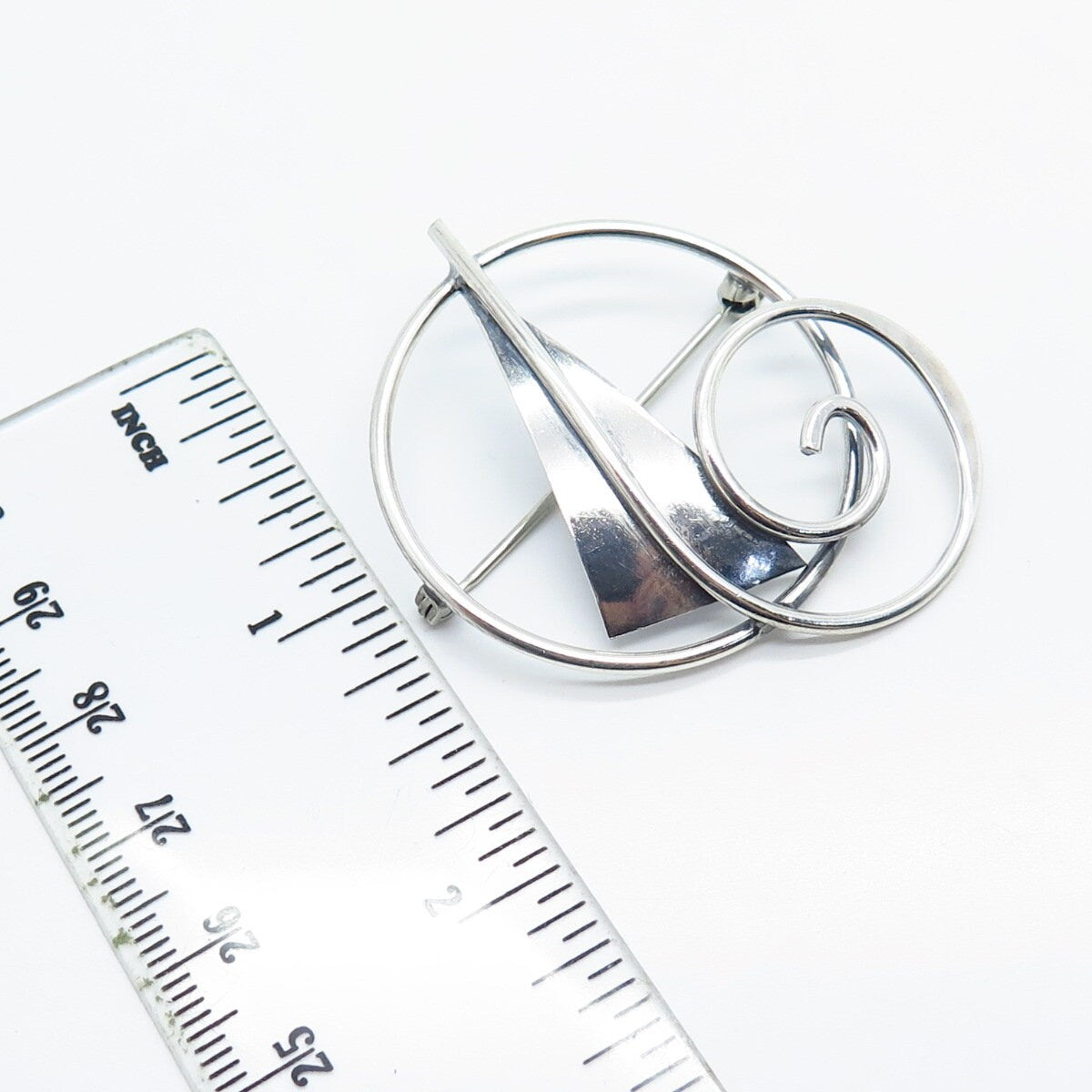 925 Sterling Silver Vintage Abstract Leaf/ Arrow Pin Brooch