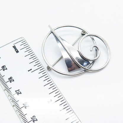 925 Sterling Silver Vintage Abstract Leaf/ Arrow Pin Brooch