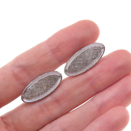 Swank 925 Sterling Silver Vintage Brushed Oval-Shape Cufflinks