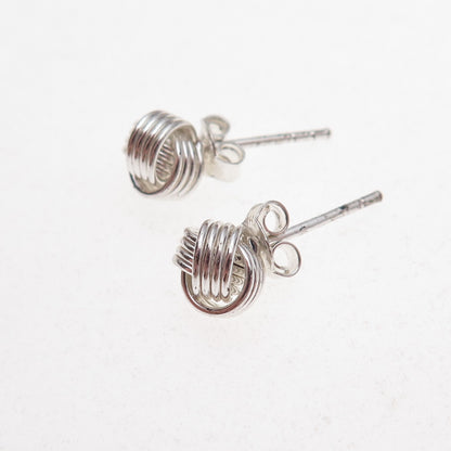 925 Sterling Silver Twisted Knot Stud Earrings