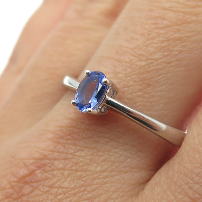 925 Sterling Silver Real Oval-Cut Tanzanite Ring Size 12