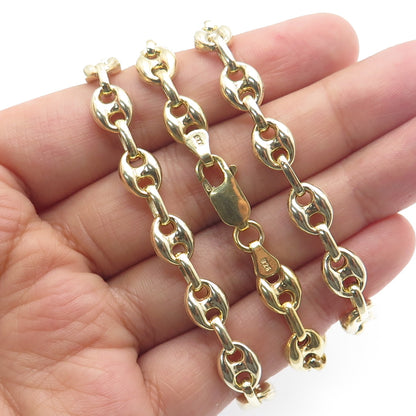 925 Sterling Silver Gold Plated Anchor Mariner Chain Necklace 20"