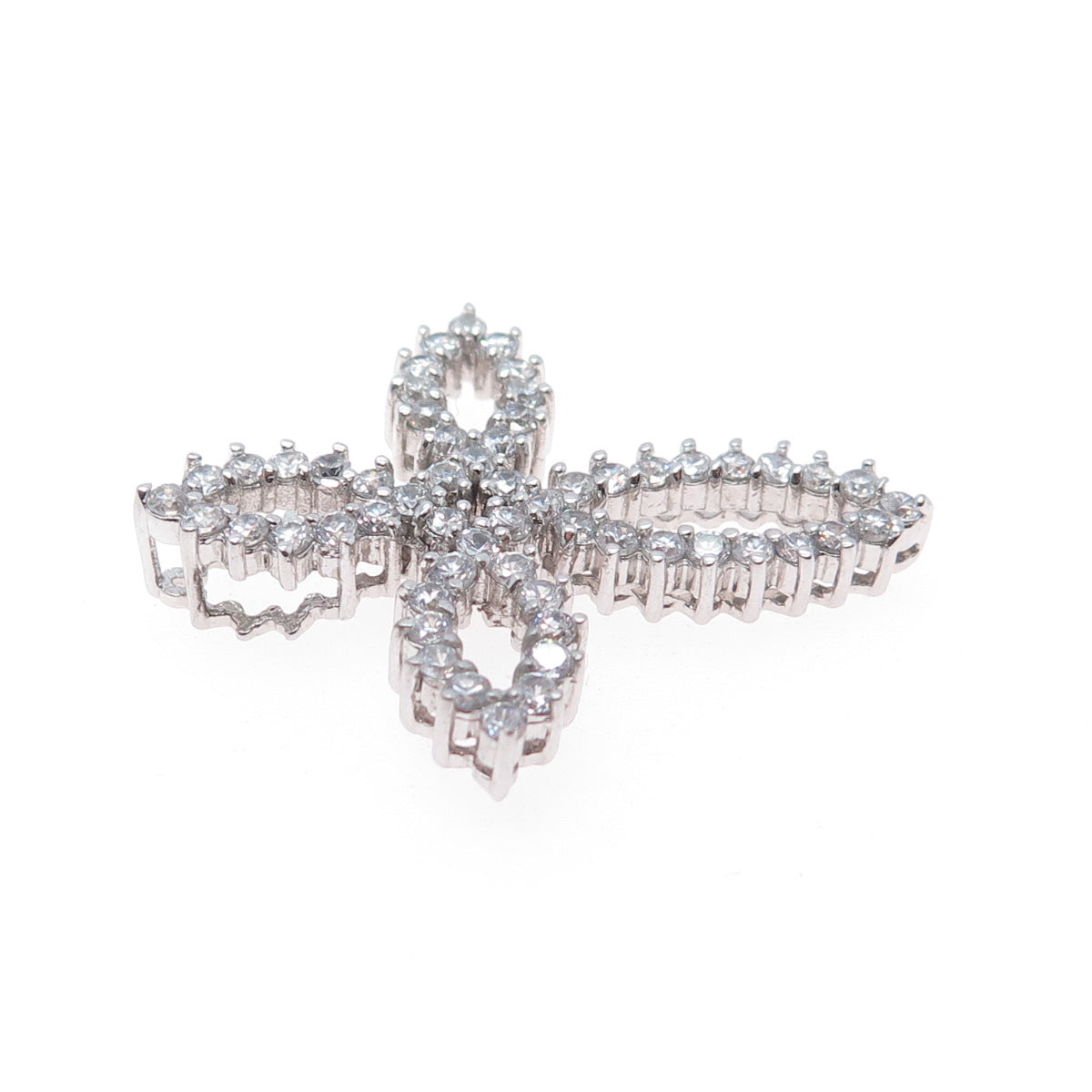 925 Sterling Silver Round-Cut C Z Cross Slide Pendant