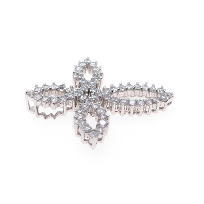 925 Sterling Silver Round-Cut C Z Cross Slide Pendant