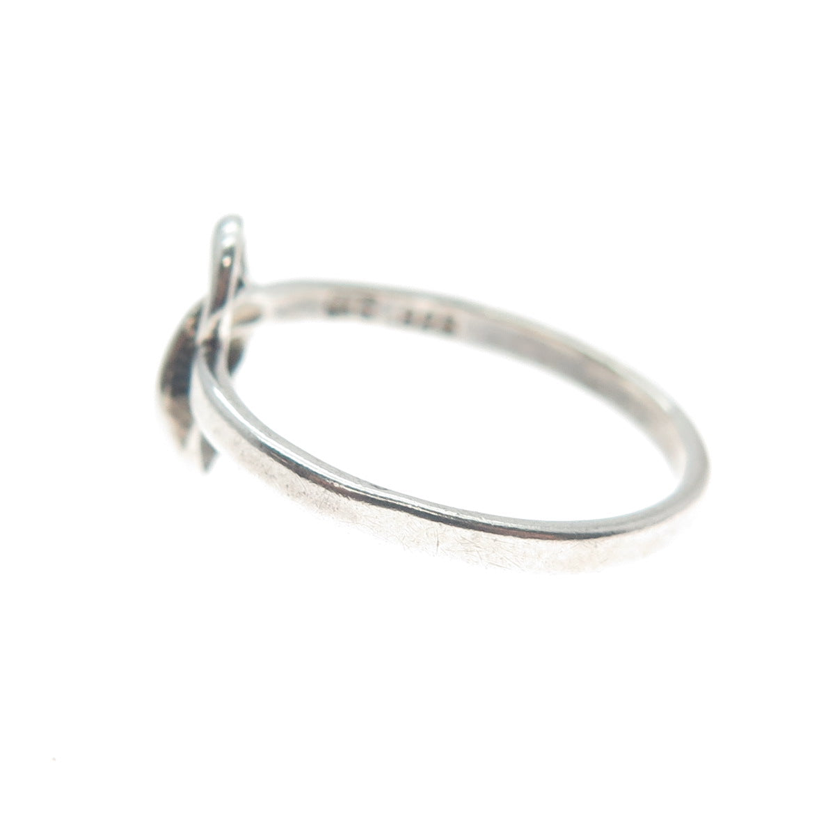 925 Sterling Silver Vintage Hook & Eye Modernist Ring Size 6