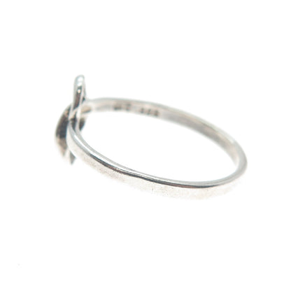 925 Sterling Silver Vintage Hook & Eye Modernist Ring Size 6