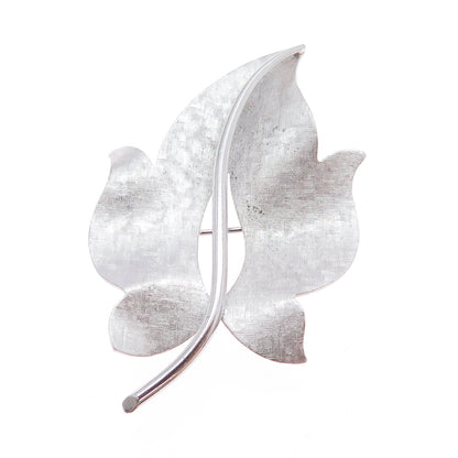 VAN DELL 925 Sterling Silver Vintage Modenrist Floral Leaf Pin Brooch