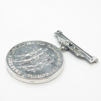 925 Sterling Silver Vintage Canada 1939 1945 Voluntary Service Coin Pin Brooch