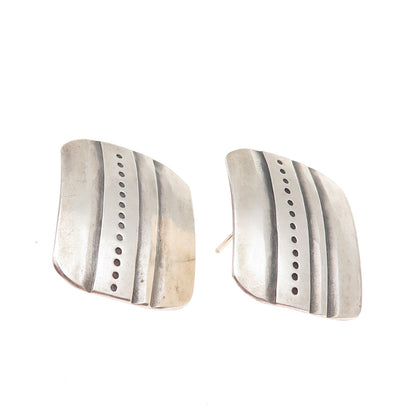 Old Pawn 925 Sterling Silver Vintage Southwestern Oxidized Tribal Earrings
