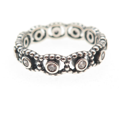 Pandora 925 Sterling Silver Round-Cut C Z Her Majesty Band Ring Size 9.25