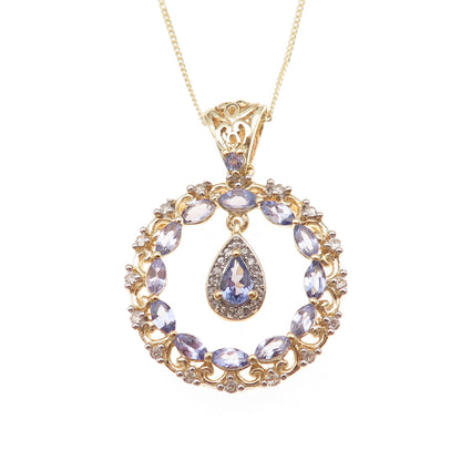 Chuck Clemency 925 Sterling Gold Plated Real Tanzanite Topaz Chain Necklace 20"