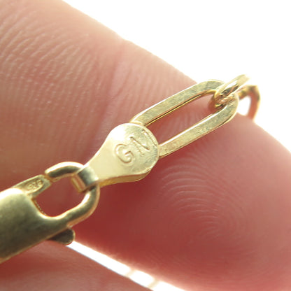 925 Sterling Silver Gold Plated Italy Paperclip Link Bracelet 7.75"