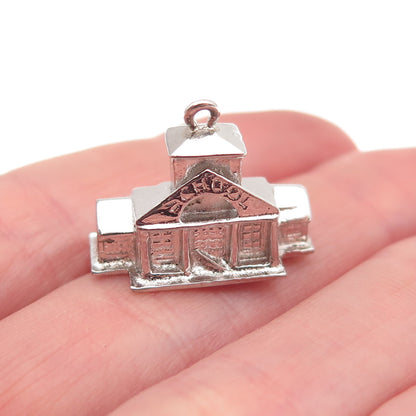 Town & Country 925 Sterling Silver Vintage Schoolhouse 3D Mini Charm Pendant