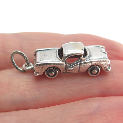 BEAU 925 Sterling Silver Vintage Retro Car Oxidized 3D Charm Pendant