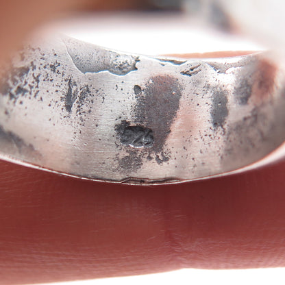 925 Sterling Silver Vintage Modernist Swirl Oxidized Ring Size 8.25