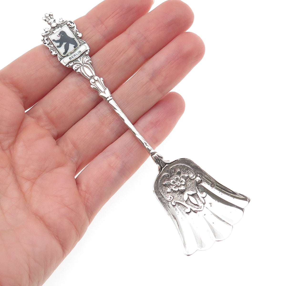 Christoph Widmann 800 Silver Antique Germany Enamel Berlin Dessert Spoon