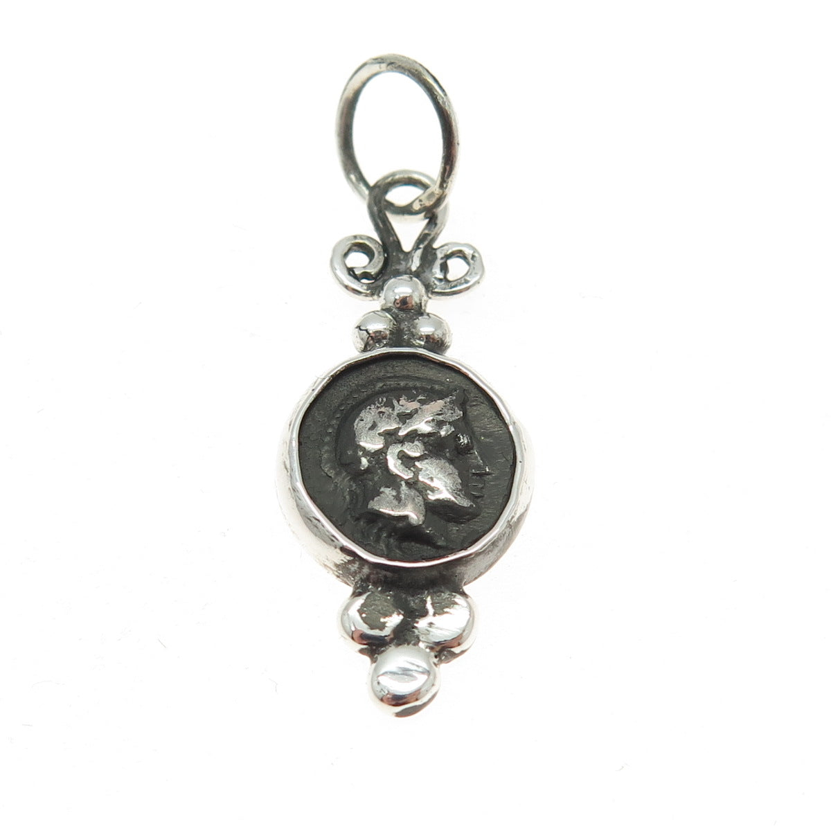 OMER 925 Sterling Silver Vintage Roman Soldier Oxidized Charm Pendant