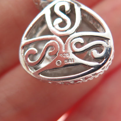 SAI 925 Sterling Silver Real Clear Quartz Teardrop Dangle Screw Back Earrings