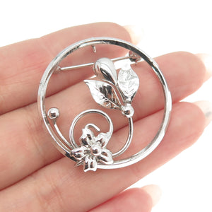 D'OR 925 Sterling Silver Vintage Floral Leaf Pin Brooch / Pendant