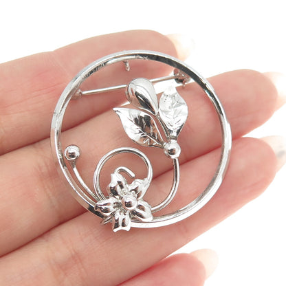 D'OR 925 Sterling Silver Vintage Floral Leaf Pin Brooch / Pendant