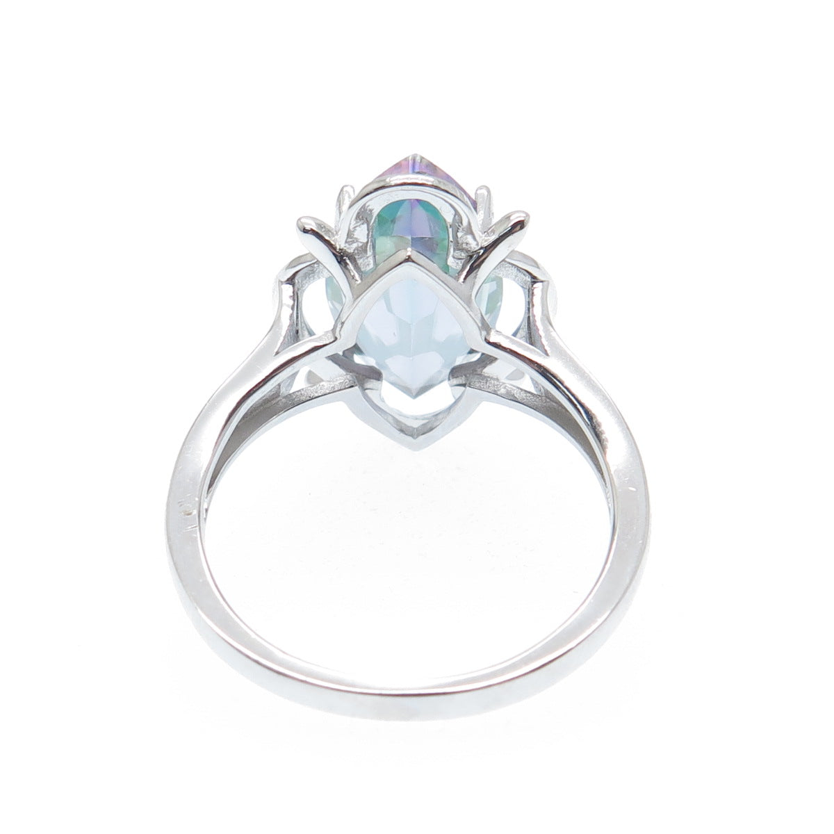 925 Sterling Silver Real Marquis-Cut Mystic Topaz Gemstone Ring Size 7.25