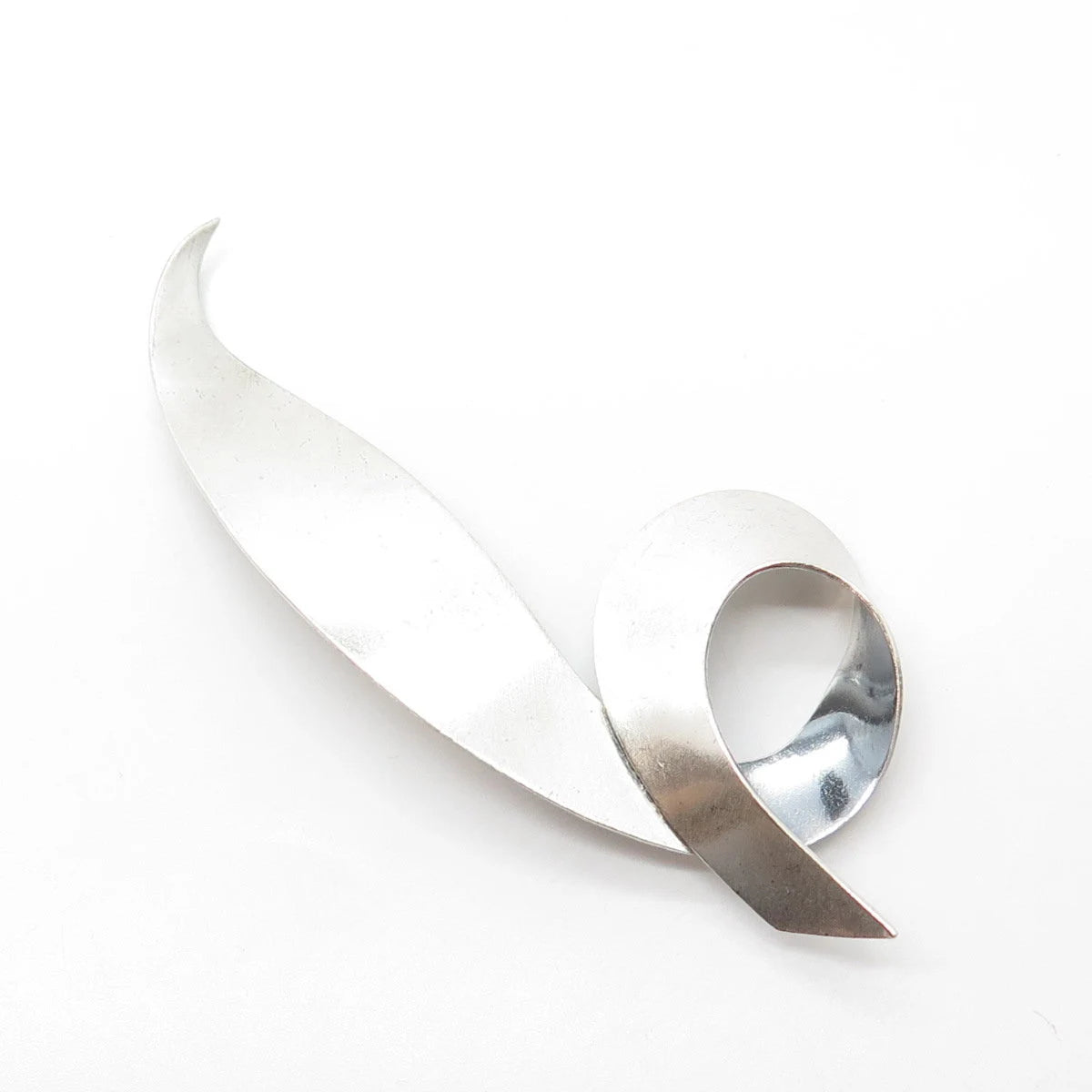 925 Sterling Silver Vintage Jewelart Leaf Modernist Pin Brooch