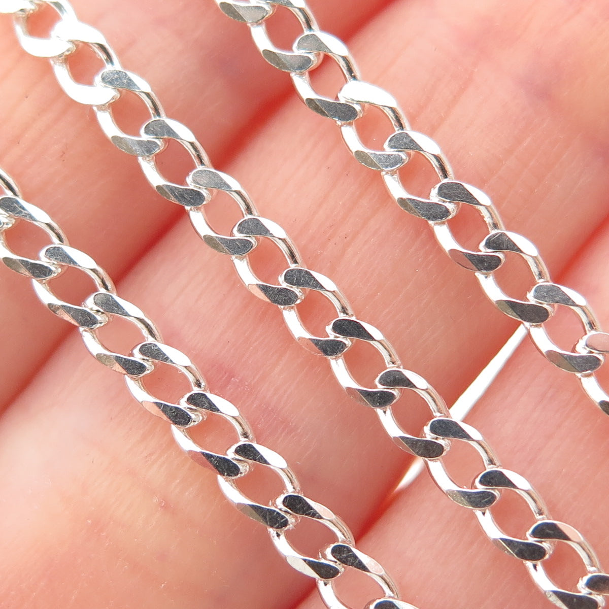 925 Sterling Silver Vintage Italy Curb Chain Necklace 18"