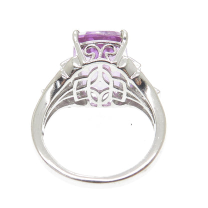 CHUCK CLEMENCY 925 Sterling Silver White Topaz & Amethyst Gem Ring Size 8.25