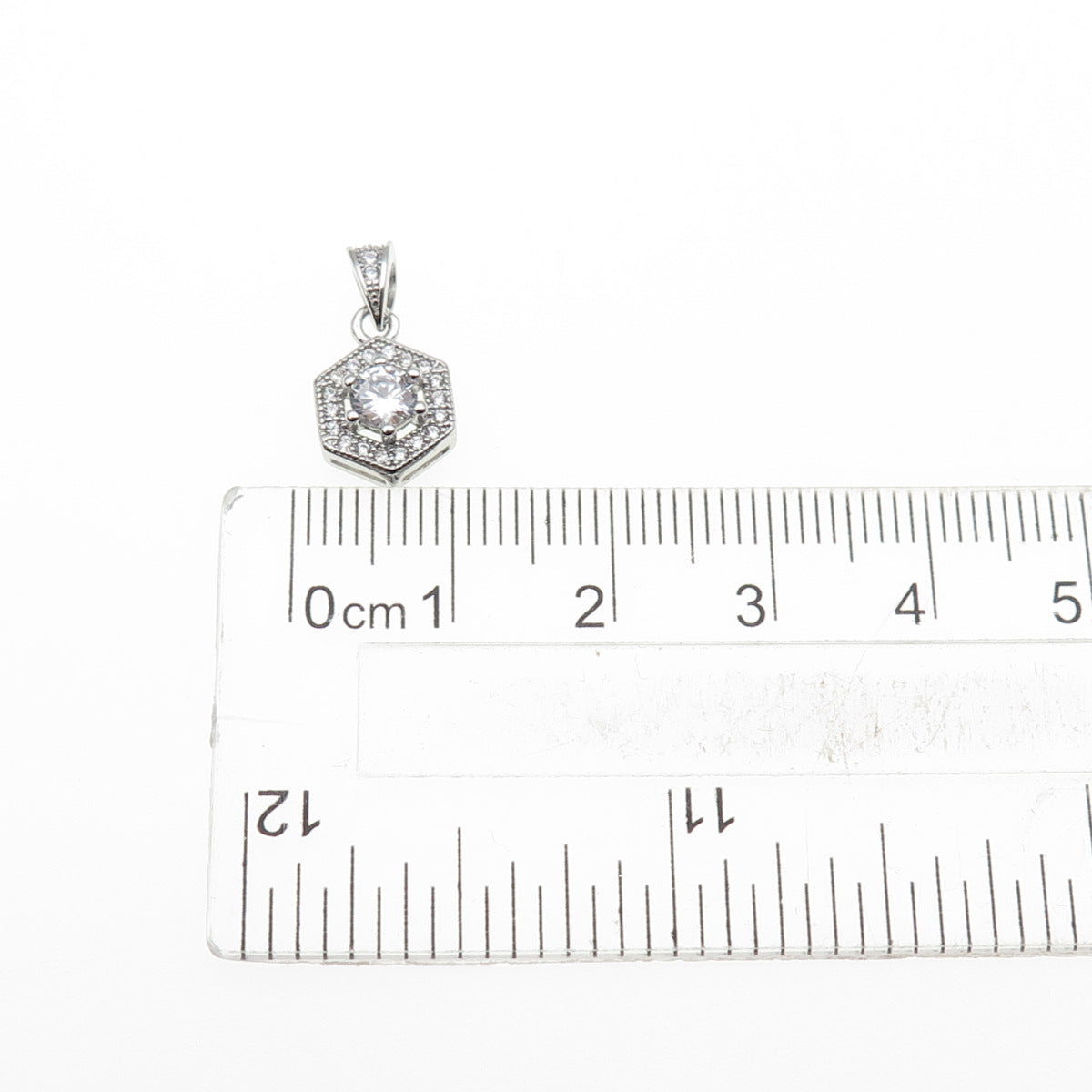 925 Sterling Silver Round-Cut C Z Mini Charm Pendant