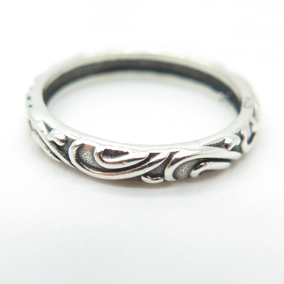 925 Sterling Silver Vintage Swirl Band Ring Size 6.75