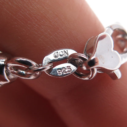 DASAN 925 Sterling Real Diamond Heart Bead By The Yard Box Chain Necklace 18-20"