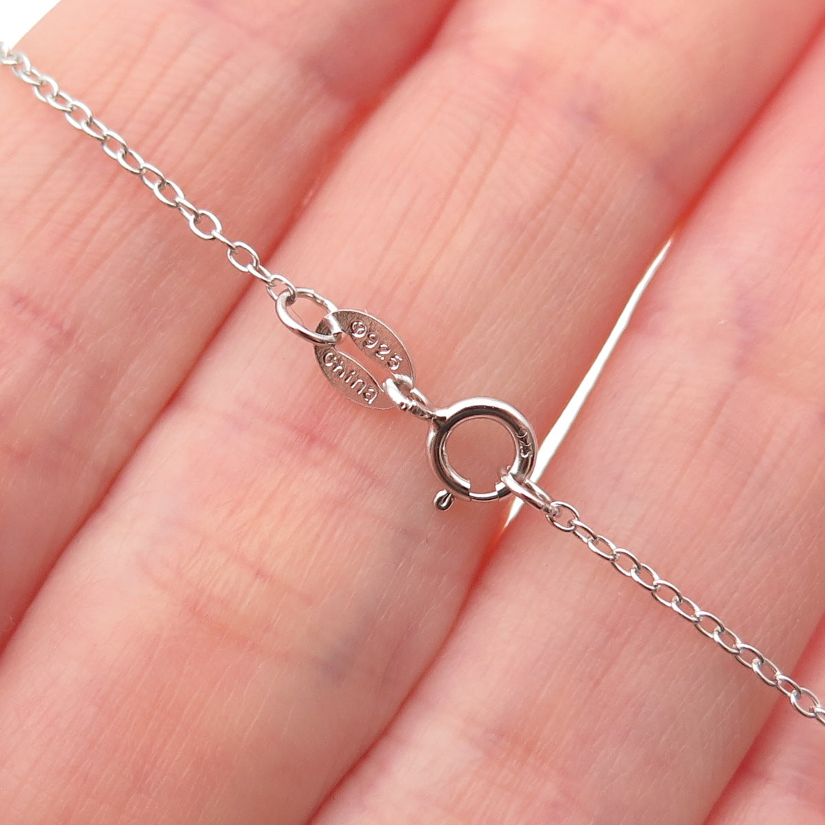 925 Sterling Silver Real Blue Topaz Tassel Cable Chain Necklace 18"